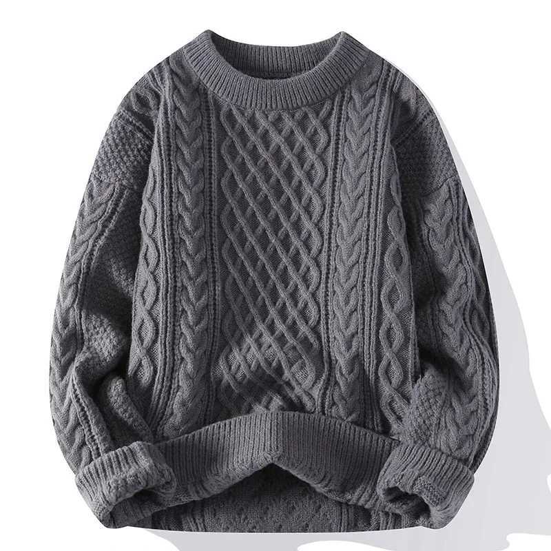 Vintage Color Sweater Autumn O Neck Solid Winter Mens Men Knitted Pullovers Loose Harajuku Mens Retro Knitting Pullover SweatersX2409