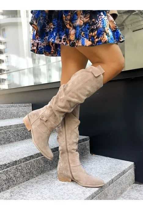 Knee New Fashion Autumn Winter Retro Woman Booties Low Heel Side Zip Size 43 Suede Thigh High Womens Boots Q240911