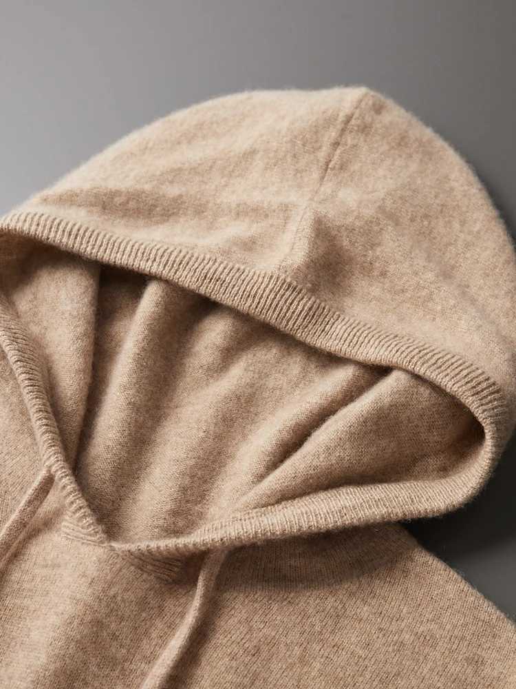 New Winter Mens Cashmere Hoodie Sweater 100% Merino Wool Hoodie Zipper Large Size Knitted High Quality Soft Casual Jumper W240911
