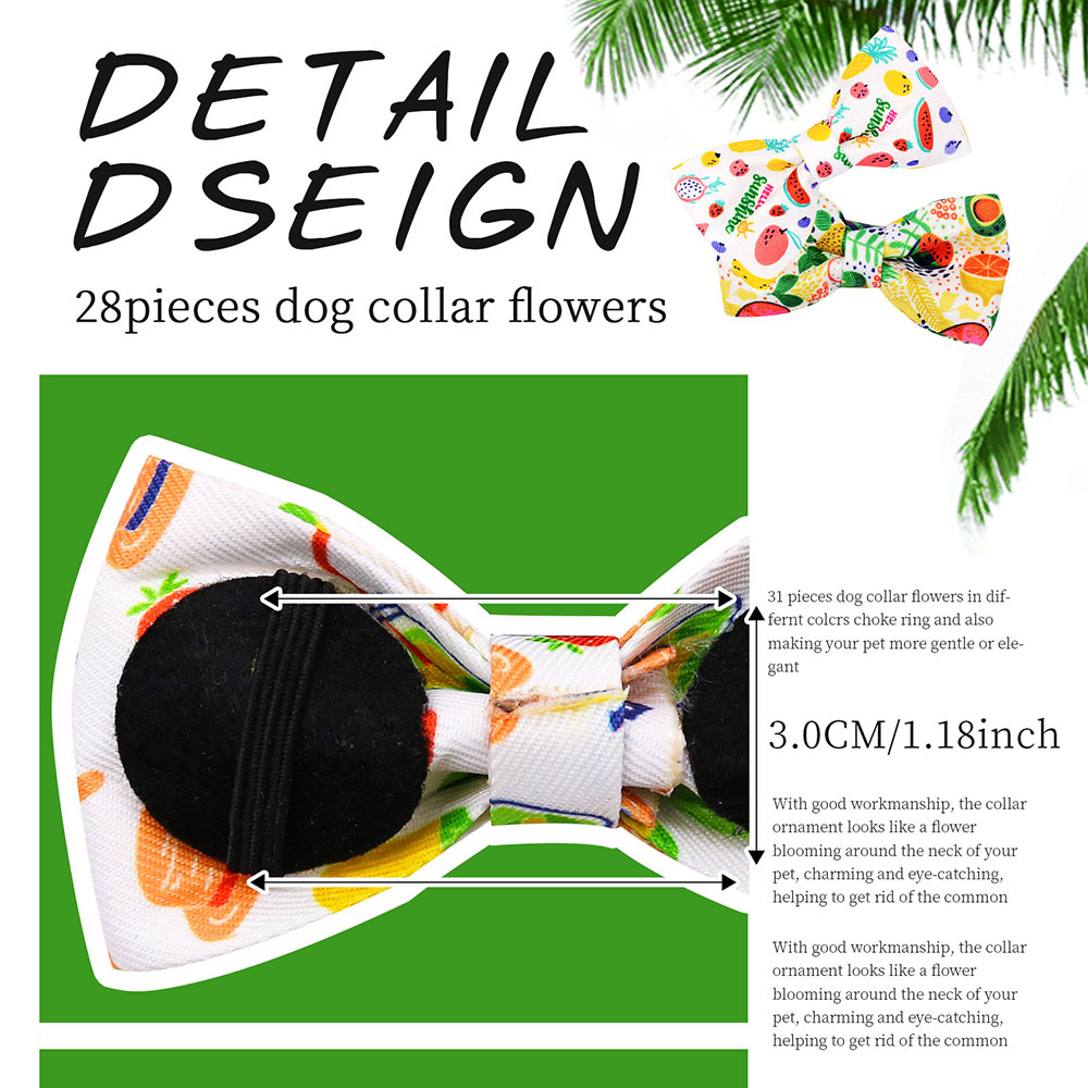 10PCS Removable Dog Bow Ties With Elastic Bands Summer Fruit Print Puppy Bowties Dog Collars Pet Grooming Accessories For Dogs