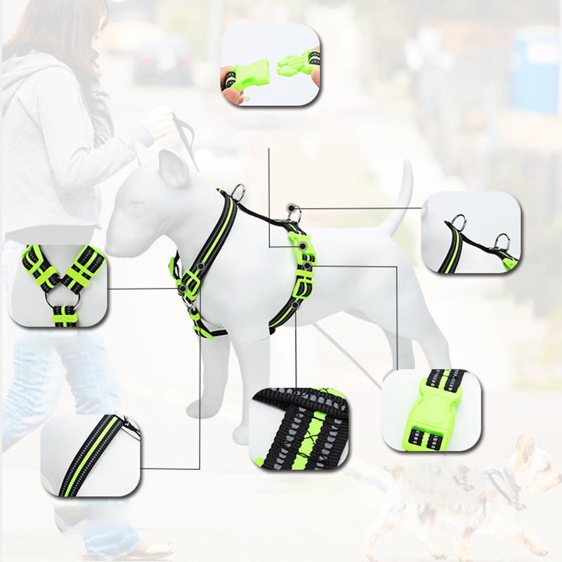 Pet Harness Adjustable Reflective Dog Harness Strong & Durable Double Stitched Harness for Small and Medium Dog Training Running