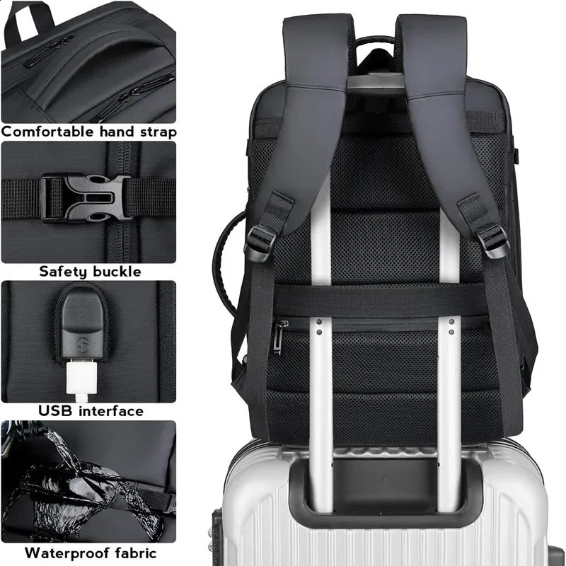 45L large capacity multifunctional expandable handheld backpack for men waterproof business travel computer backpack 240907