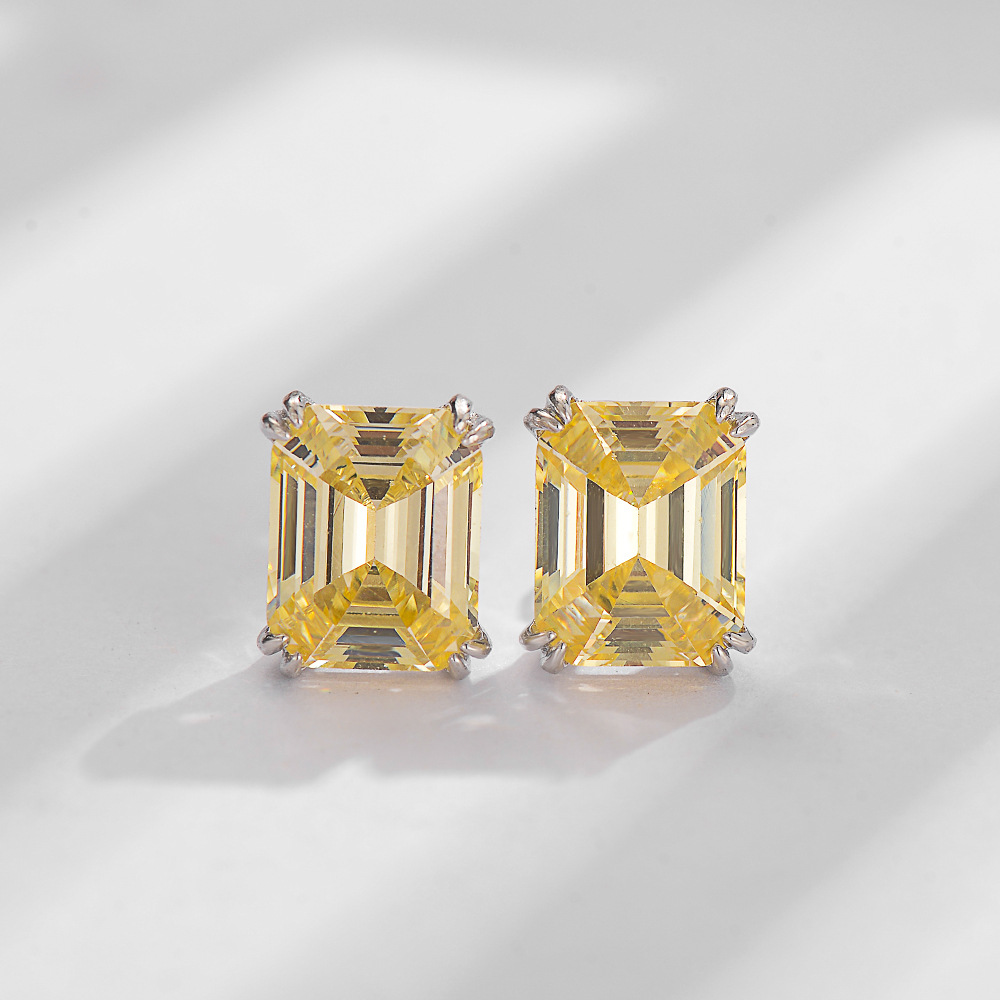 2024 Stud Earrings: 100% Sterg Sier Emerald Cut Pink Moissanite Dia Wedding Earrings for Women