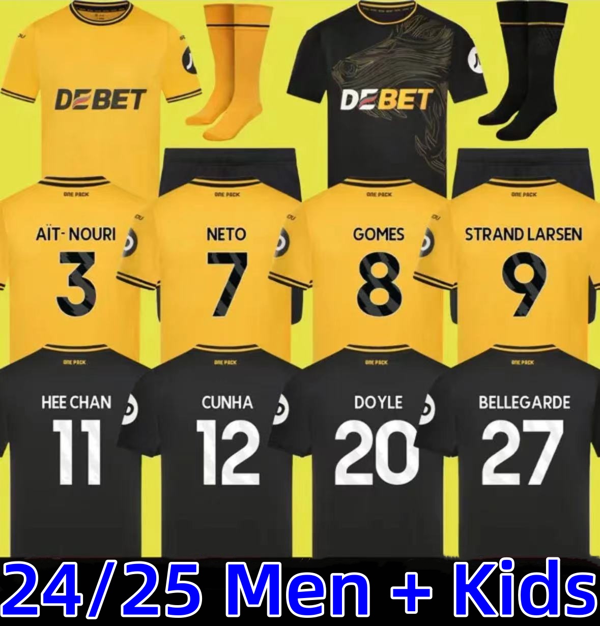24 25 SARABI Soccer Jerseys WANDERER RAUL WOLVE MATHEUS NETO NEVES TRAORE PODENCE LEMINA HEE CHAN 2024 2025 Home Away third 3rd Football Shirts Men Kids Kit uniform