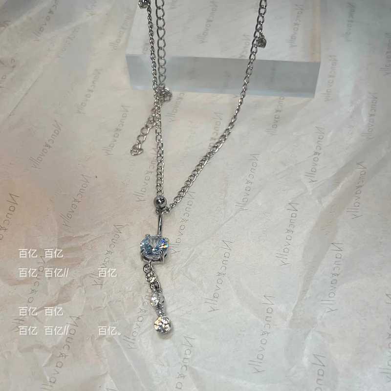 Dangle Chain Women Belly Button Sexy Navel Rhinestone Piercing Ring Body Jewelry Waist Chain Button Summer Beach JewelryX2409