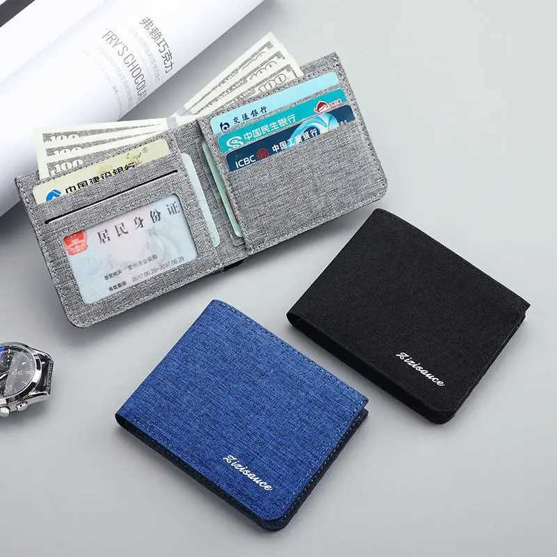 Canvas Men Wallet Black/Blue/Gray Card Holder Wallet Male Mey Bag Id/Photo/Bank Holder Short Purse Case Bag XJ250624