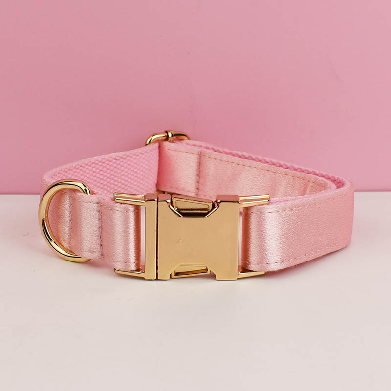 Hot Selling Custom Design Sublimation Printed Polyester Pet Accessories Dog Collar Leashes Harness Bow Set Pink crystal