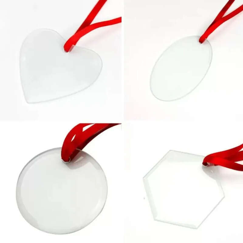 Blan Decorations Christmas Sublimation Glass Pendant Ornaments Thermal Transfer Ornament Festival Decore Customized Pendants Fy4936 Jy18 s