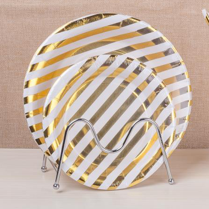 Hot sale disposable paper discs paper tableware party supplies hot stamping discs 100 pieces each