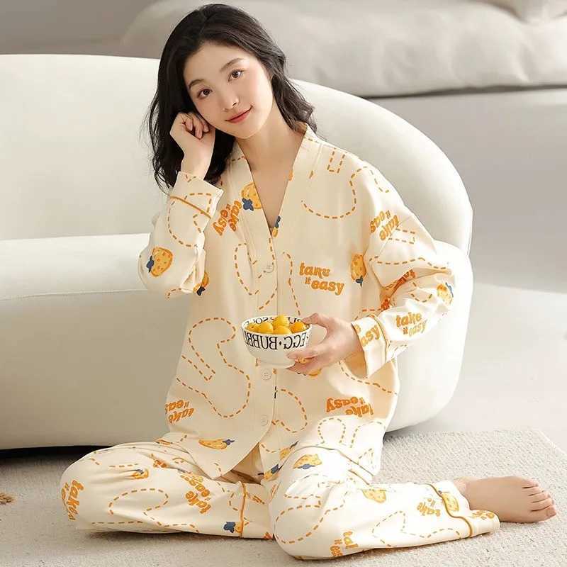 Homewear 2pcs/sets Long-sleeved Clothing Trousers Homewear Ladies Pajama Spring Autumn Clothes Autumn Winter Women Pajama SuitX2409