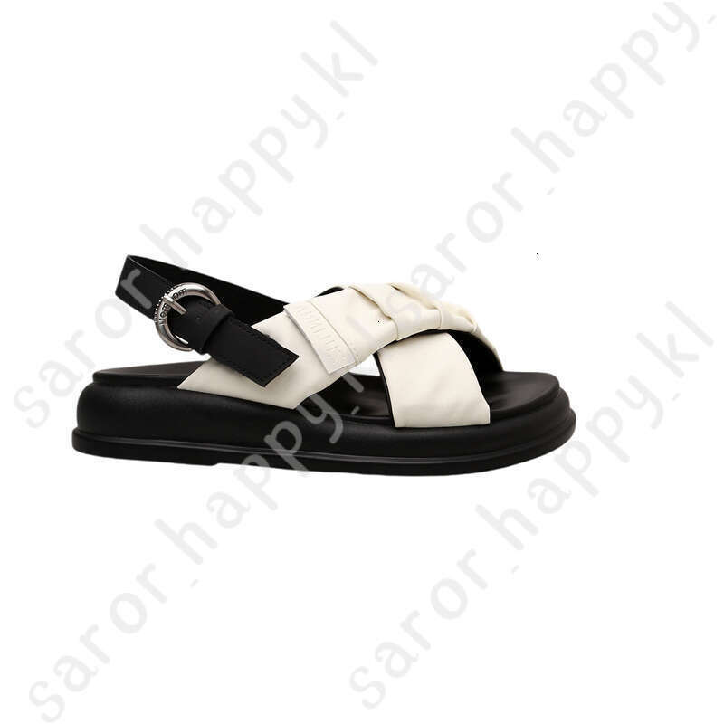 2024 Designer Sandal Womens Sandal New Cross Belt Thick Sole Roman Sandals For Women's Outwear Lightweight And Comfortable Soft Leather Pleated B