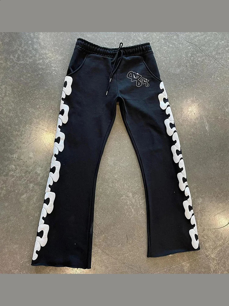 Y2k Street Printed Flared Pants Mens Harajuku Casual Loose Wide Leg Joggers Hip Hop 2024 Straight Trouseres Sweatpants 240910