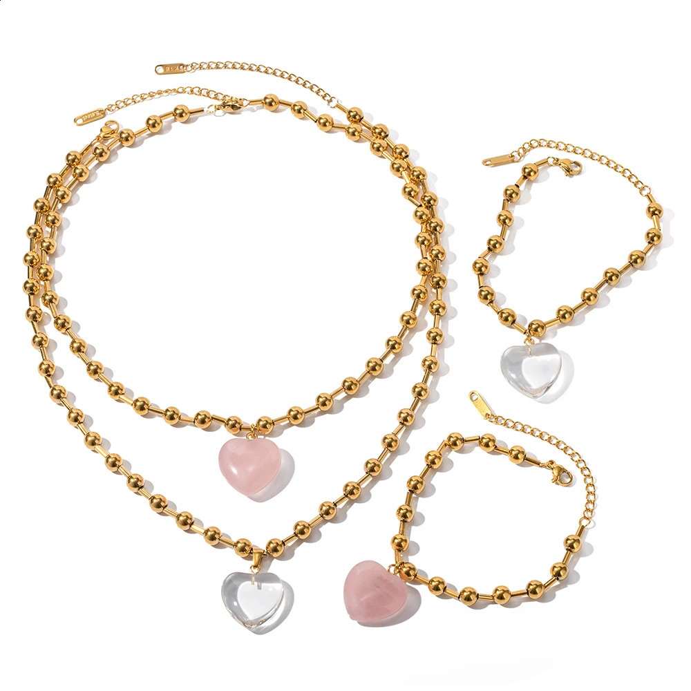 Uworld Minimalist Jewelry 18K gold-plated stainless steel ball bead chain necklace for women para mujer 240911