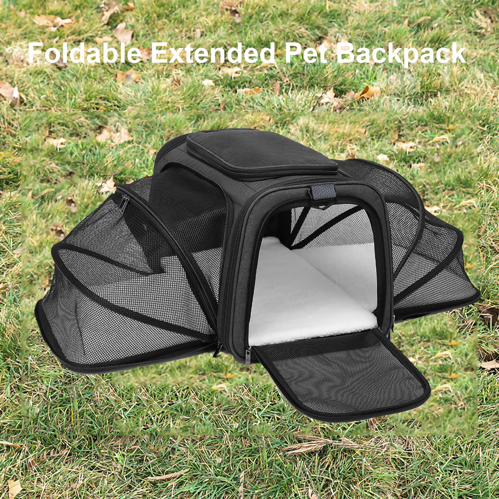 Pet supplies Double expandable backpack cat dog breathable backpack outdoor travel camping cat large backpack Foldable
