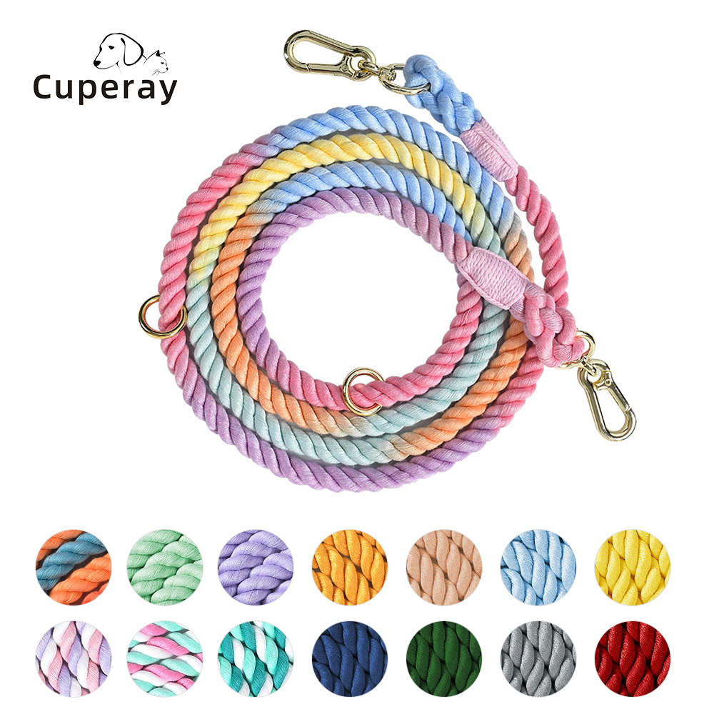 Dog Leash Handmade Braided Rope, 250cm Strong Cotton Rope Dog Leashes Heavy Duty Leash for Small Medium Large Dog Walks Training