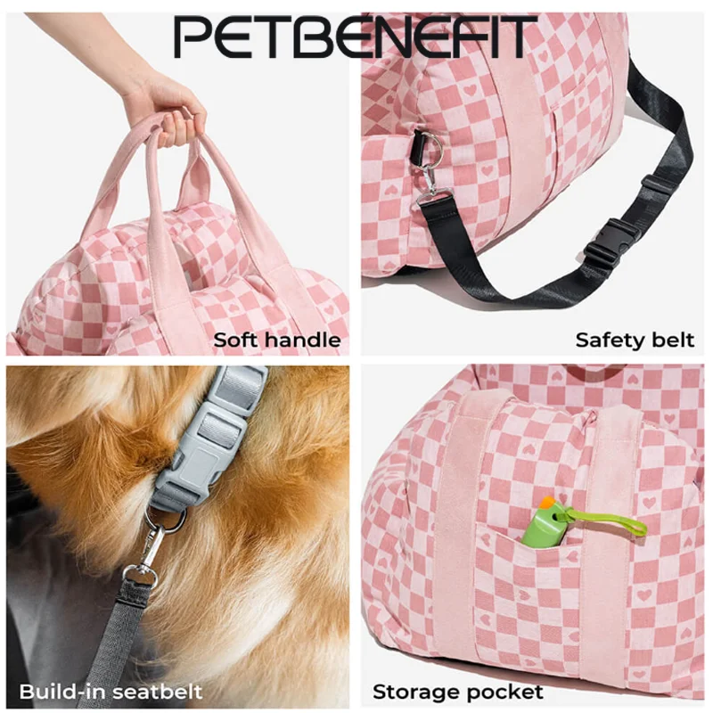 Pet Dog Portable Car Seat Central Control Nonslip Dog Carriers Safe Car Armrest Box Booster Kennel Bed for Small Dog Cat Travel