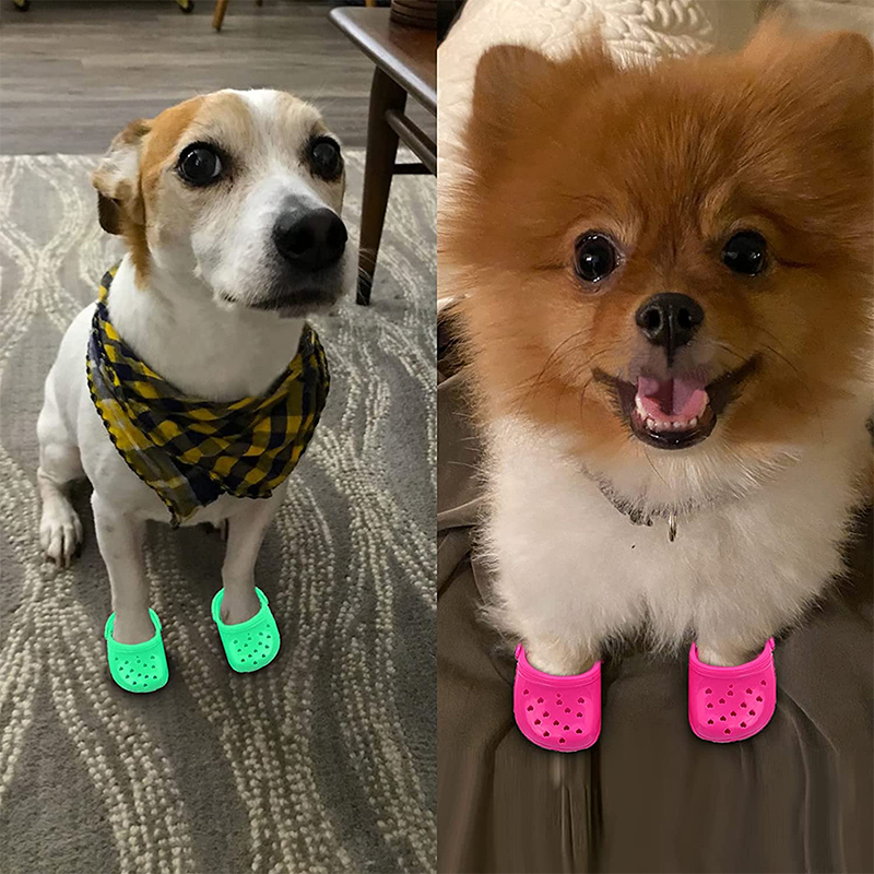 2pcs Pet Dog Shoes For Summer Sandals Mesh Puppy Breathable Comfortable Hole Shoes With Anti-slip Sole Waterproof Candy Colors