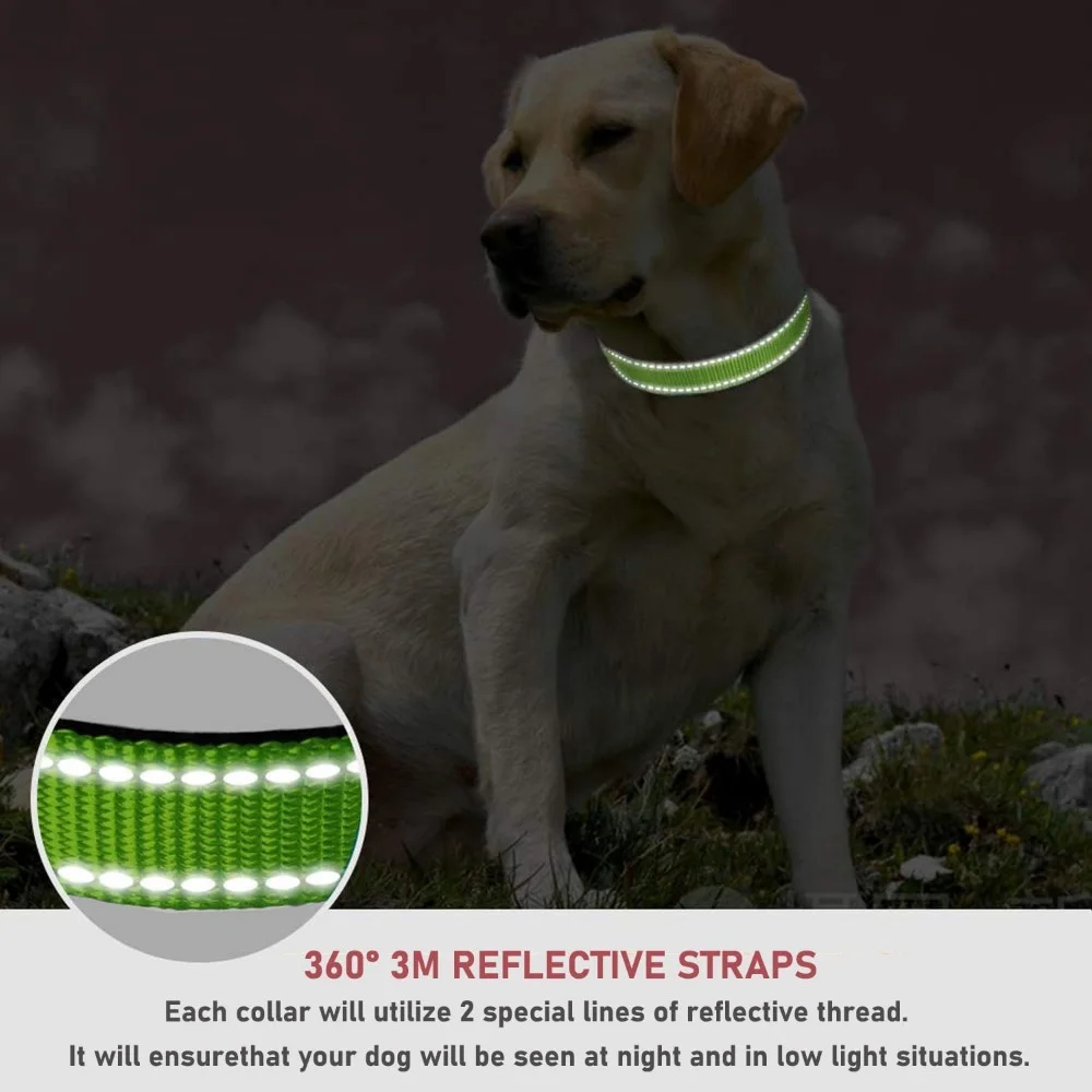 Reflective Dog Collar with Adjustable Safety Nylon Pet Collars with D Ring Strong & Durable for Large,Medium and Small Dogs Cats
