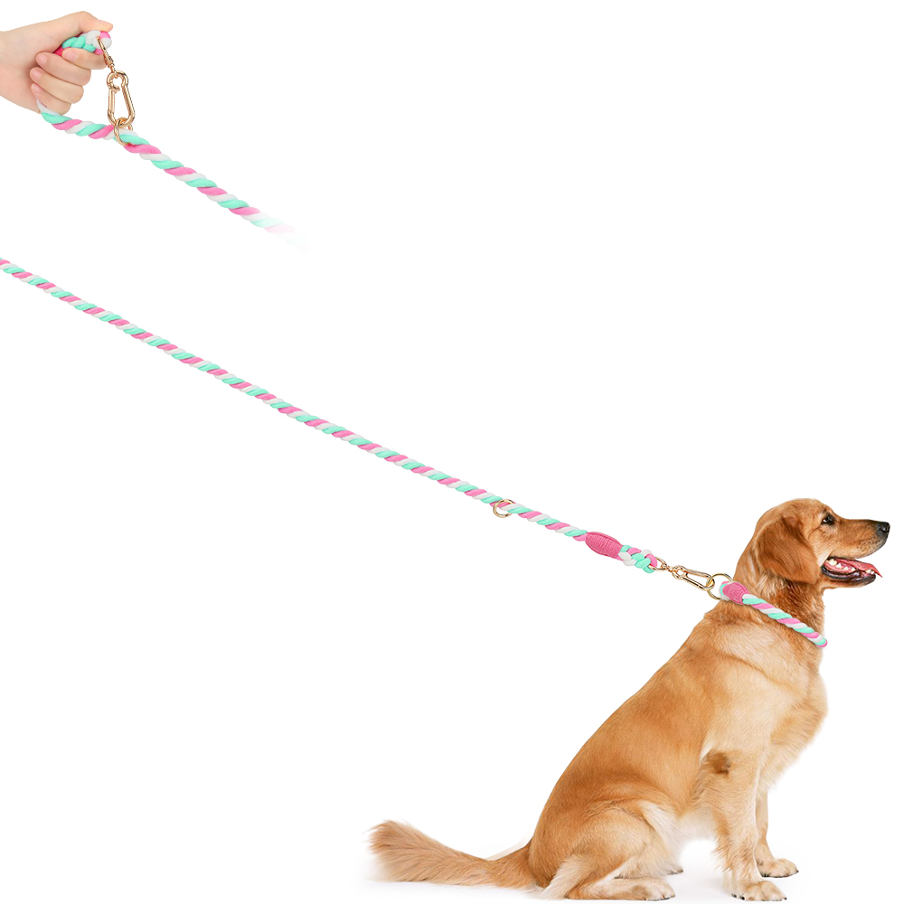 Rainbow Dog Leash, Cotton Pet Leash with Metal Buckle & Hangable Dog Tag Suitable for Dog Walking and Training Dog Accessories