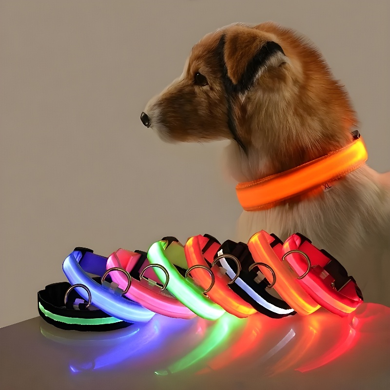 Collar Nylon LED Night Safety Flashing Glow In The Dark Pet Dog Leash pet Dogs Luminous Fluorescent dog accessories collar