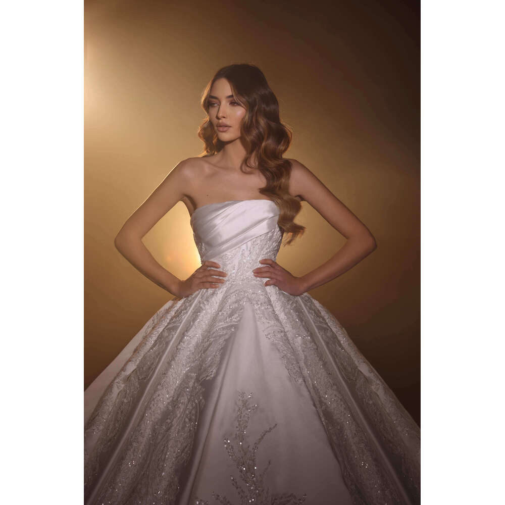 Dresses Ful Ball Gown Strapless Appliques Sequined Or Length Bride Wedding Dress Vestido De Novia Custom Made