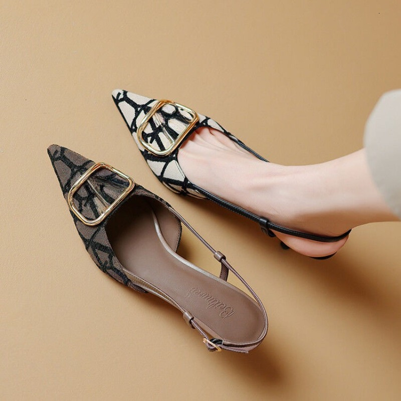 Women Sexy High Heels Fashion Pointed Toe Sgback Shoes Summer Dress Party Stilettos Brand Pumps Metal Decor Sandals