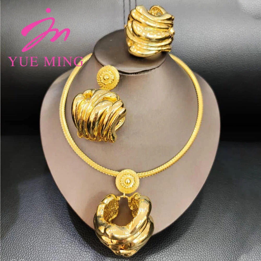 YM Jewelry Sets Fashion 18K Gold color Classic Jewelry For Women Earrings Pendant Necklace Wedding Party Gifts Trendy 240903