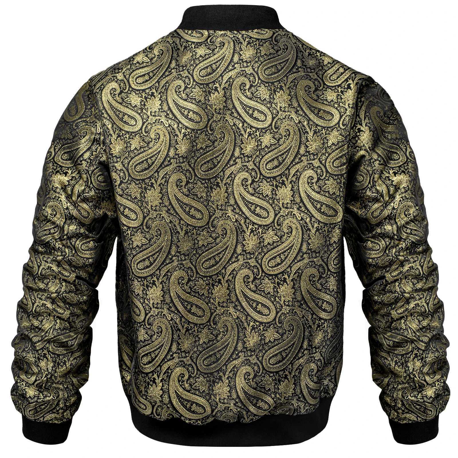 Men's Jackets Mens black gold zipper jacket Pasiley casual jacquard jacket sports streetwear mens autumn and winter high street baseball uniform 