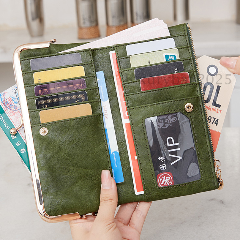 Hot selling RFID women's long wallet PU leather handbag with multiple card slots coin zipper wallet women's mobile wallet organizer wallets 