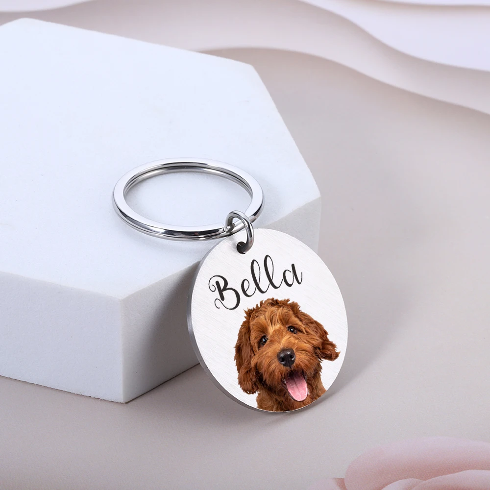 Custom Pet Image Pet ID Tag Personalized Photo Pet Tag Dog Cat Name Number Anti-lost ID Collar for Puppy Kitten Accessories