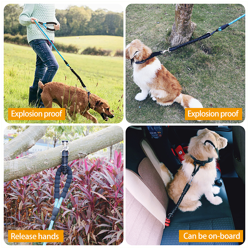 Pet Dog Vehicle Safe Car High Quality Pet Dog Seat Belt Car Leash Elastic Telescopic Car Hand Nylon reflective dog Leash