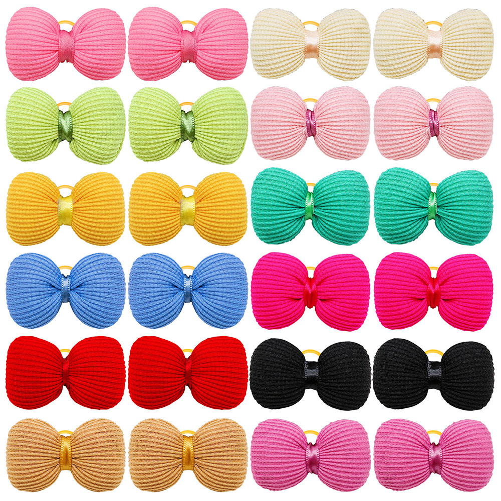 10PCS Small Dogs Bows Hair for Pets Solid Bowknot Boutique Dog Hair Bows Yorkshire Grooming Bows Puppies Accessories