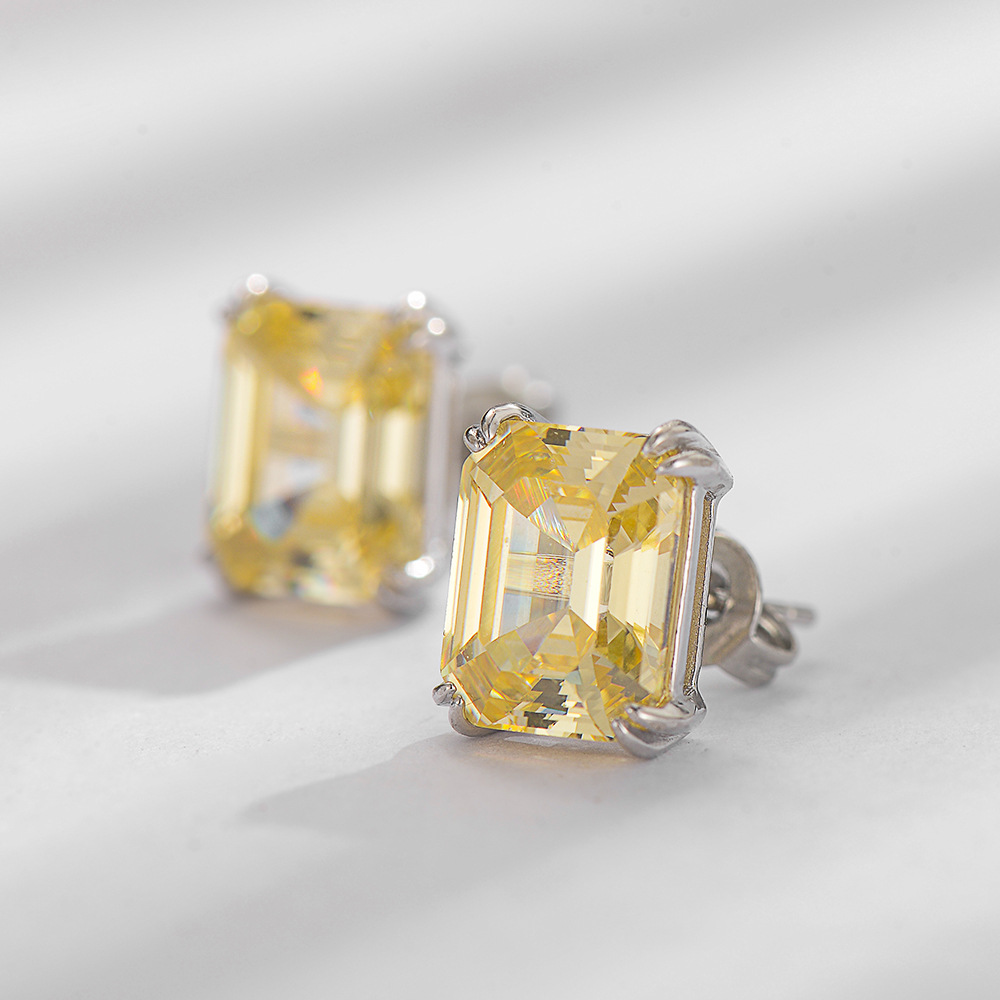 2024 Stud Earrings: 100% Sterg Sier Emerald Cut Pink Moissanite Dia Wedding Earrings for Women