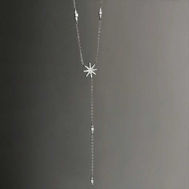 New 925 Sterling Silver Eight pointed star Pendent Necklace For Women Charm Choker Boho Fashion Wedding Party JewelryXJ250114