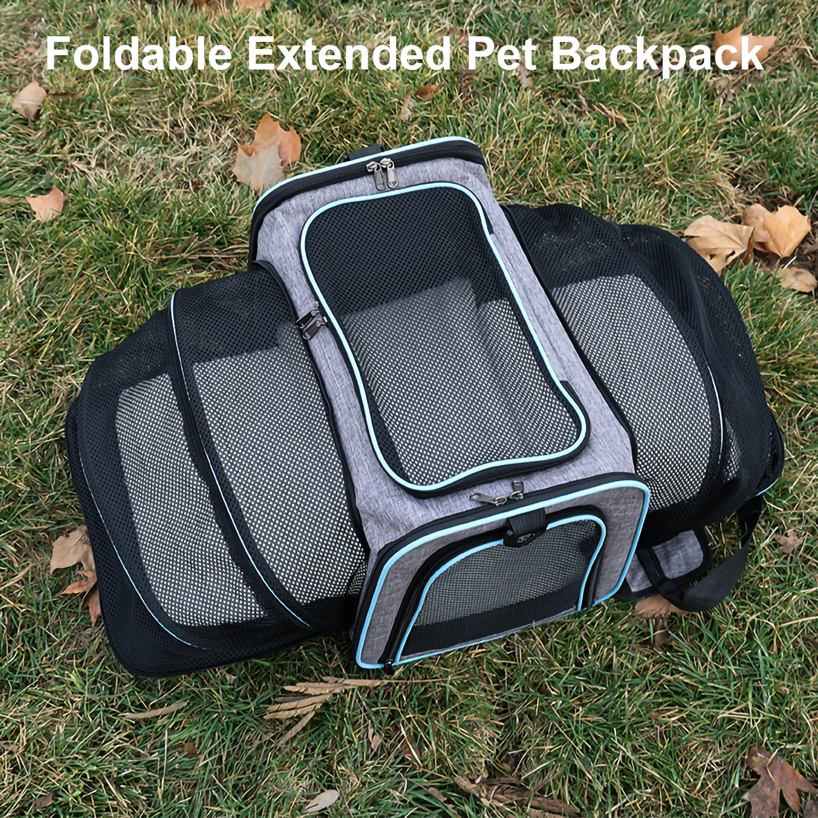 Pet supplies Double expandable backpack cat dog breathable backpack outdoor travel camping cat large backpack Foldable