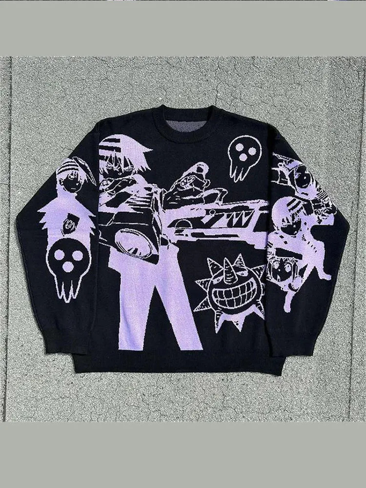 Harajuku Y2k Street Oversize Cashmere Sweaters Autumn Thicken Warm O Neck Long Sleeve Knitted Pullover Jumpers Loose Knitwear 240910