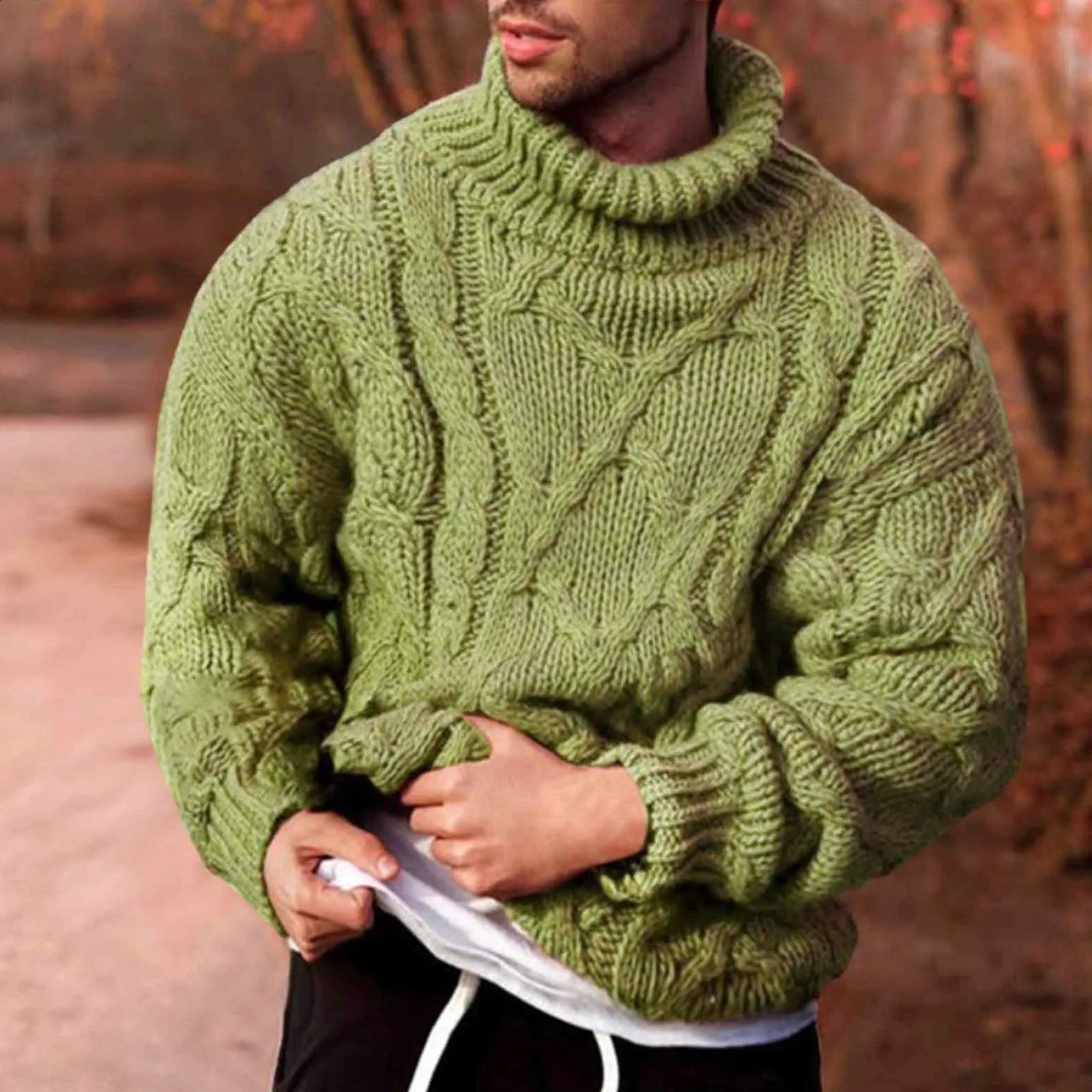 Mens autumn and winter simple ultra-thin sweater with solid color pattern ultra-thin long sleeved turtle neck sweater lining mens wool long jacket 240