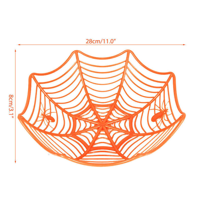 Halloween Black Spider Web Bowl Fruit Plate Candy Biscuit Basket Trick Or Treat Halloween Party Decoration Supplies Kids Gift E07