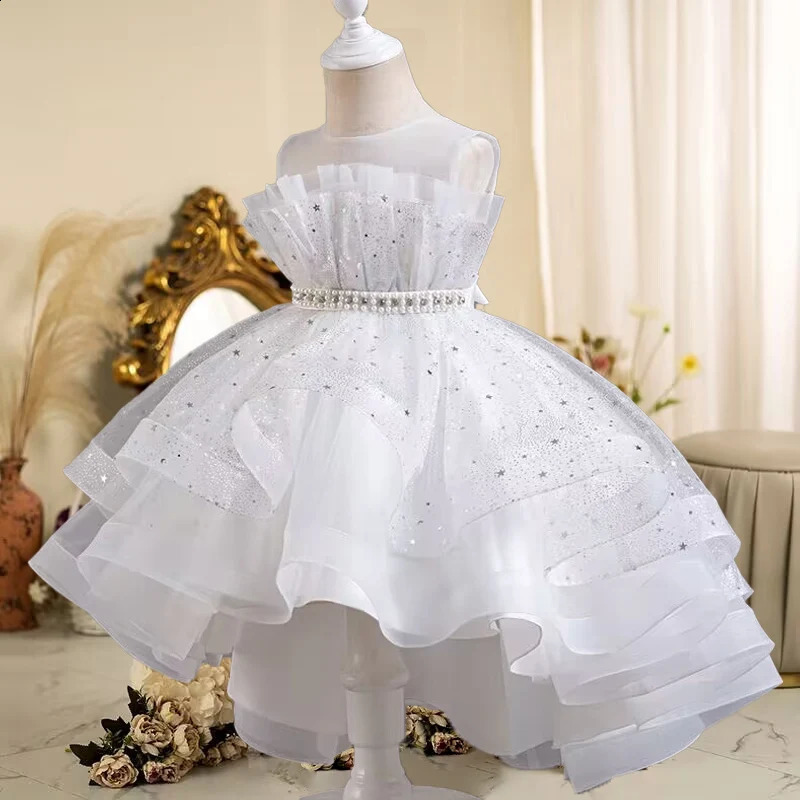 Summer Childrens Dress Birthday Party Sparkling Sleeveless Girl Princess Dress 3-12 Year Old Tail Net Evening Dress 240902