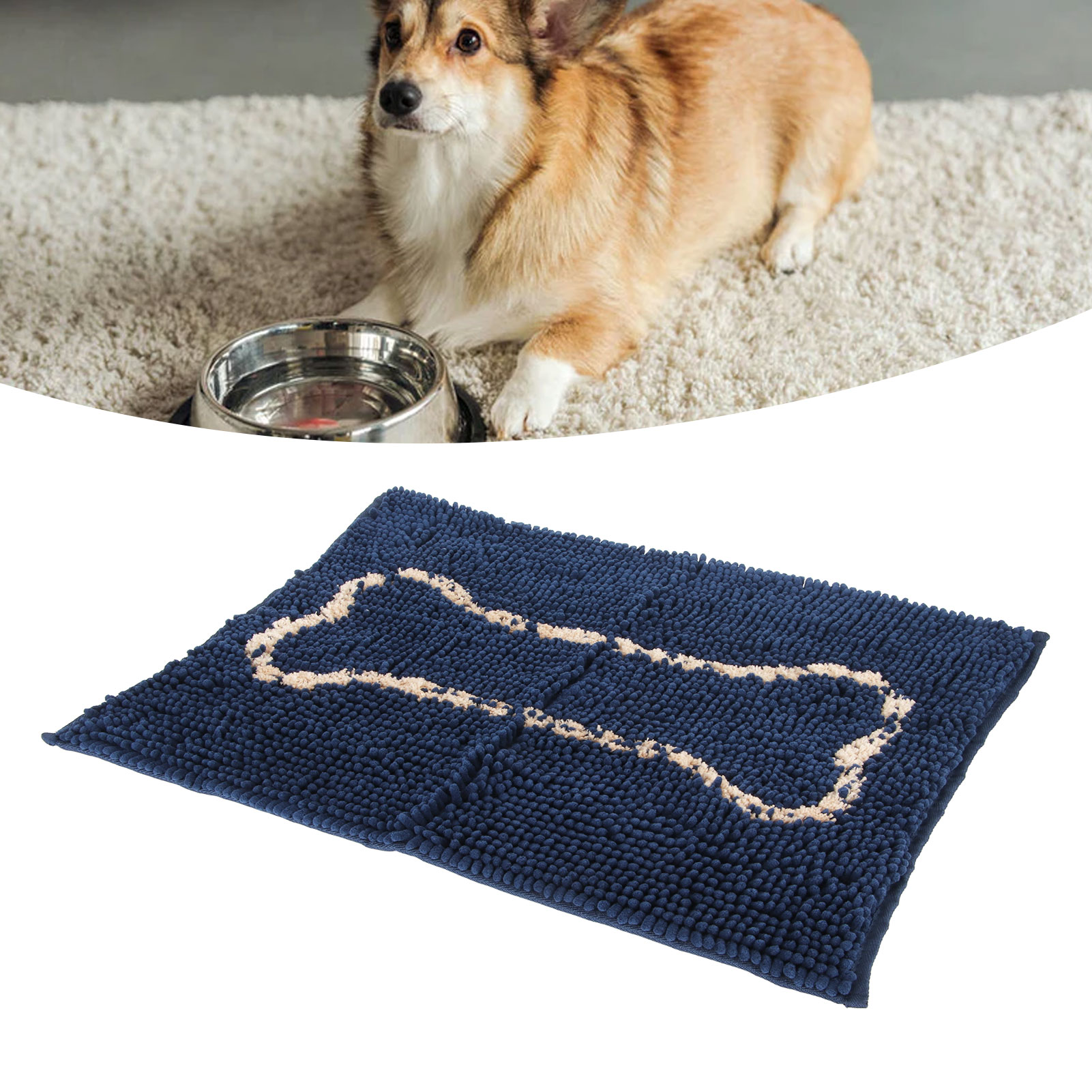 Dog Feeding Mat Prevent Slip Super Soft Comfortable Chenille Ultra Absorbent Dog Mat For Food And Water