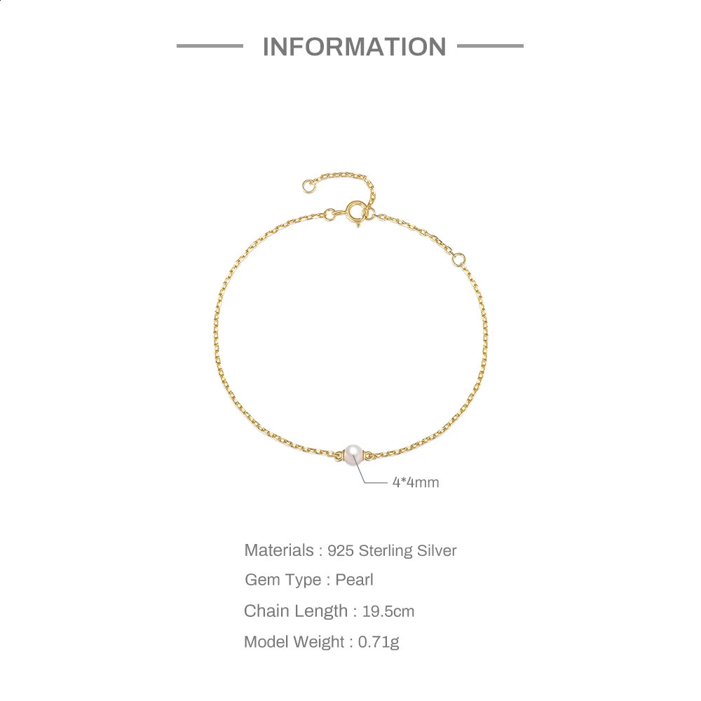 Canner Cute Pearl 925 sterling silver bracelet suitable for women thin chain wedding parties chain exquisite jewelry box mothers gift 240910