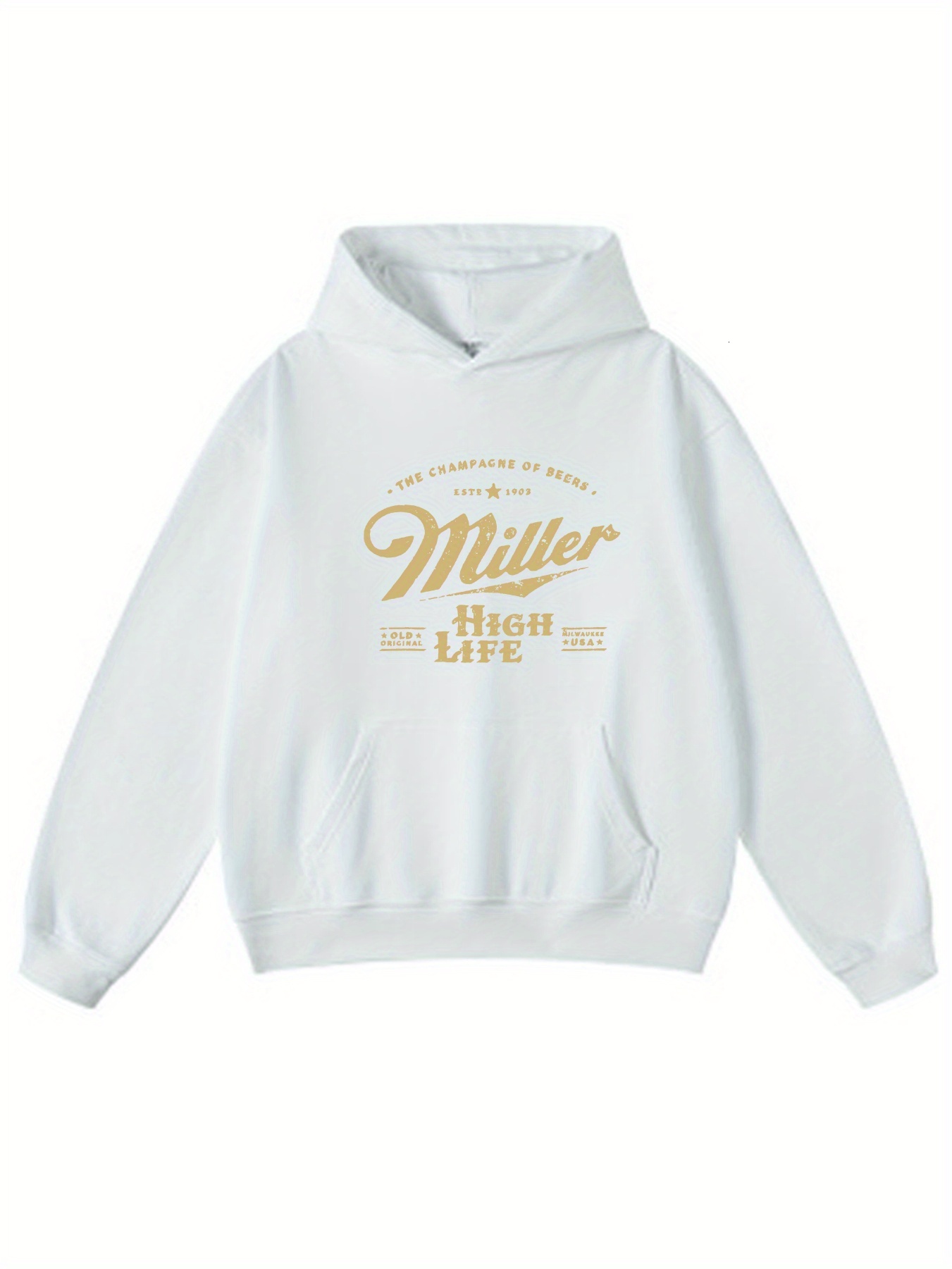 Miller HIGH LIFE print hoodie, casual and versatile men's hooded sweatshirt to create a unique casual look