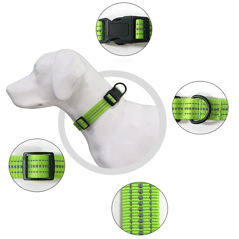 Reflective Dog Collar Adjustable Safety Nylon Pet Collar Strong & Durable for Small Medium Dogs and Cat Outdoor Training Running