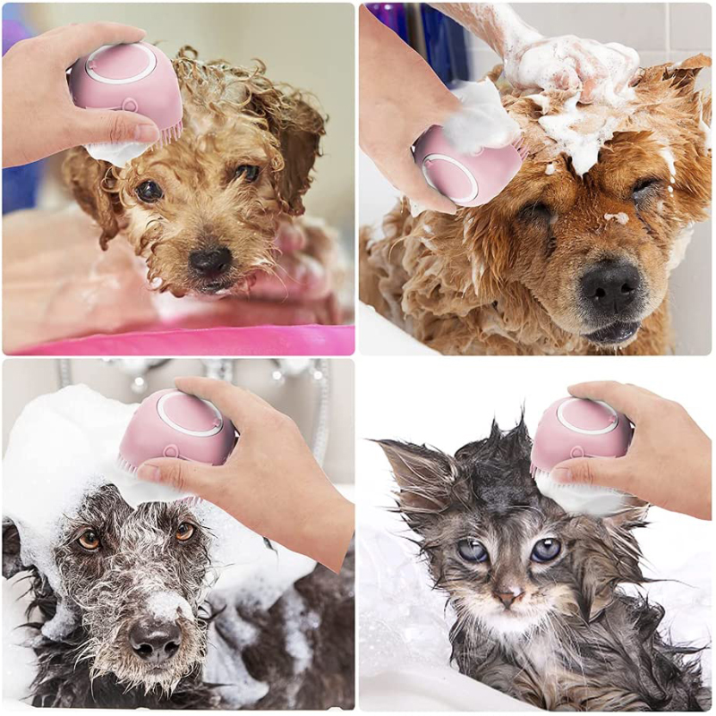 Pet Dog Shampoo Brush Cat Massage Comb Grooming Scrubber for Bathing Short Hair Soft Silicone Rubber Pet Shower Accessories