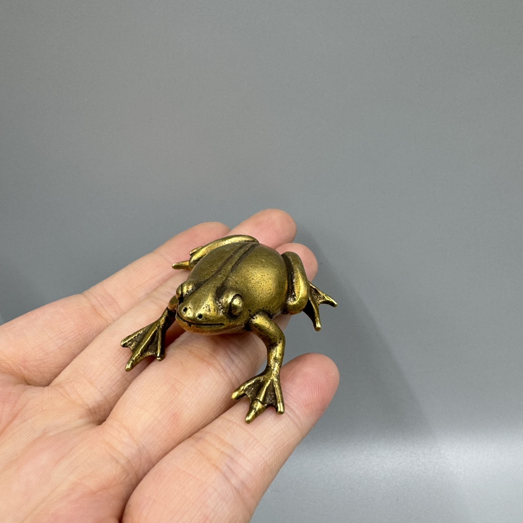 Solid Brass Frog Figurine Small Statue Home Ornament Figurines Collectibles