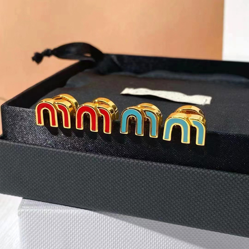 18k gold M letters designer earrings stud for women retro vintage luxury round circle double side wear red Chinese earring earings ear rings charms jewelry gift