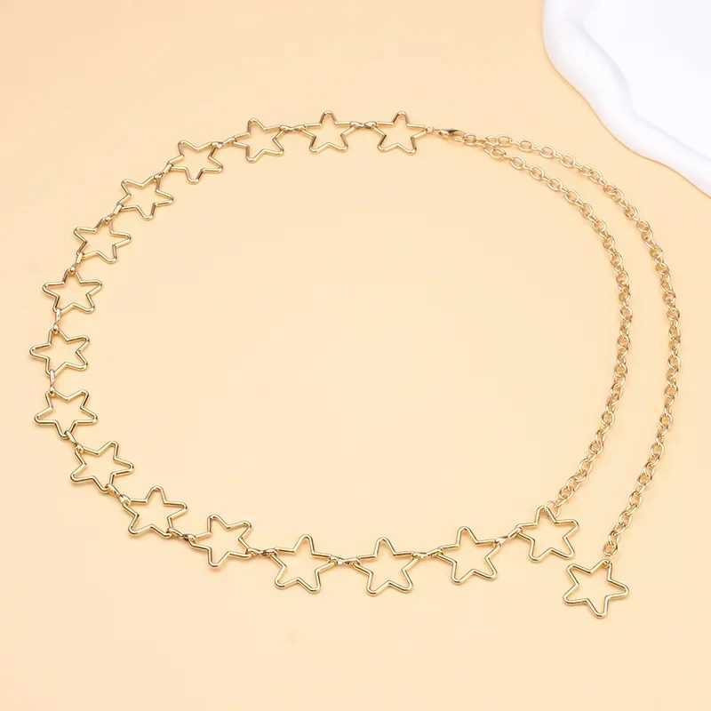 Luxury Casual Pentagrams Metal Belt For Women Designer Waist Chain Female Girl Dress Jeans Decorative Waistband AccessoriesX2409