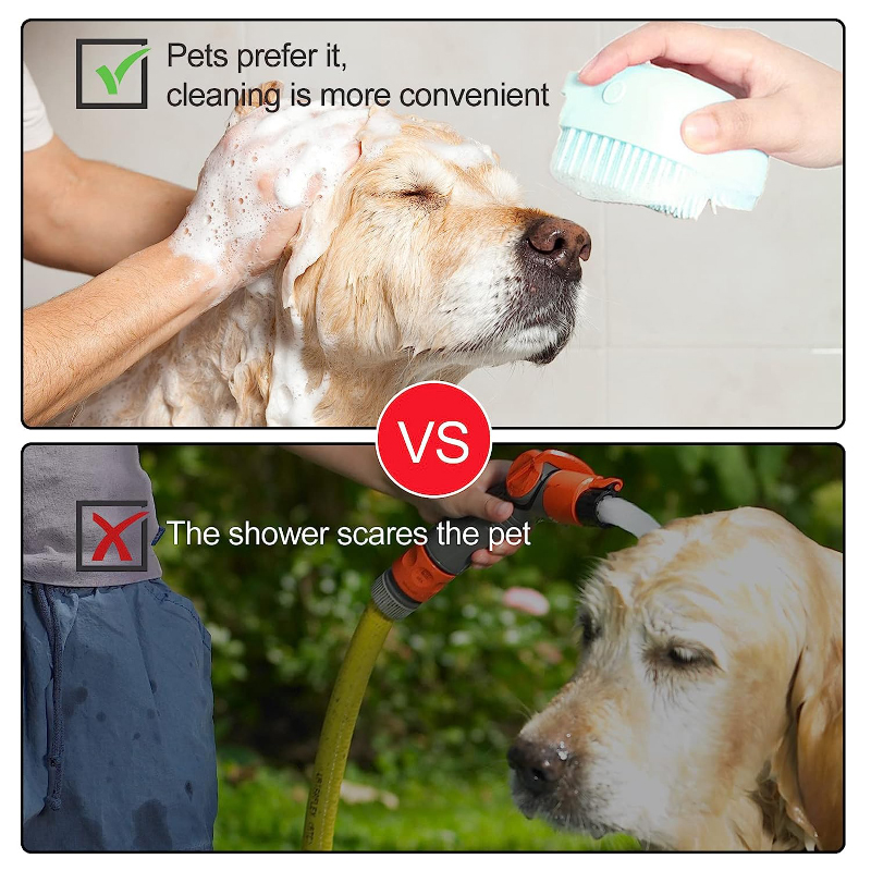 Pet Dog Shampoo Brush Cat Massage Comb Grooming Scrubber for Bathing Short Hair Soft Silicone Rubber Pet Shower Accessories
