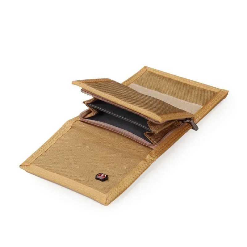 Mens 5-color Korean three fold coin wallet canvas wallet solid color fashionable ultra-thin multifunctional classic portable card holder Z250411