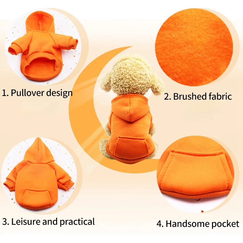 Soft Dog Winter Hooded Sweatshirt Pet Coat Puppy Jacket for Small Medium Dogs French Bulldog Coat Chihuahua Yorkie Pet Costume